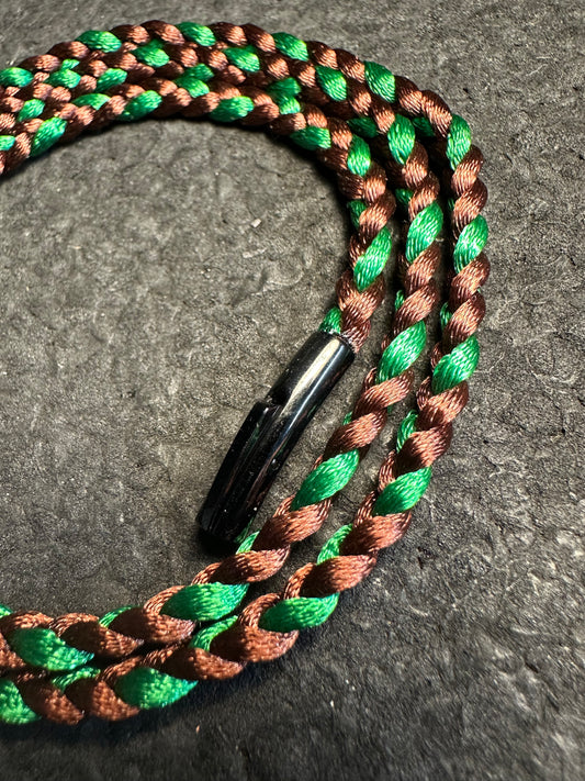 Green/Brown Braided Nylon 25” Necklace