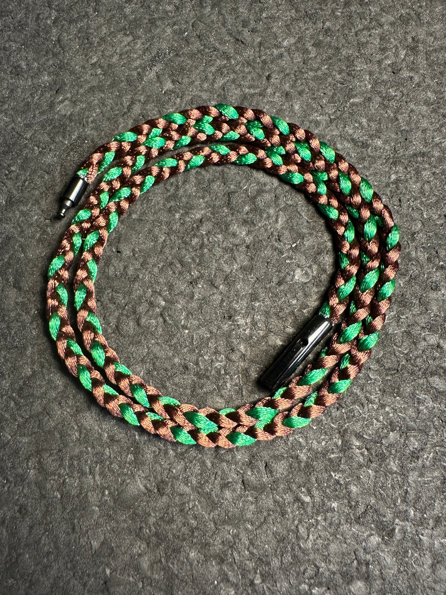 Green/Brown Braided Nylon 25” Necklace