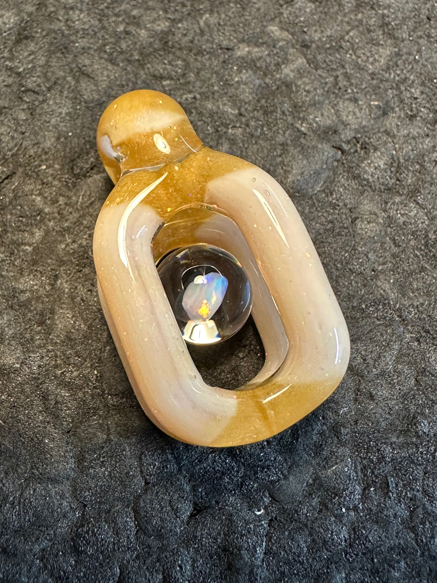 Mini Doublink™ de satén con vetas de madera y ópalo triturado