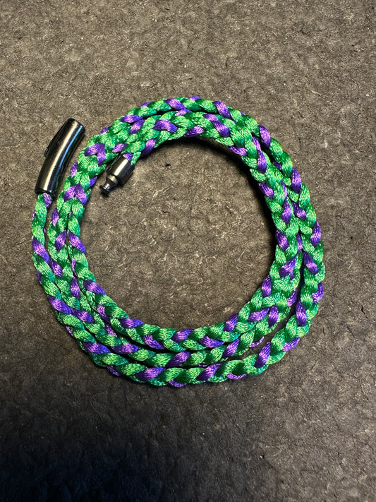 Royal Purple/Green Braided Nylon 24” Necklace