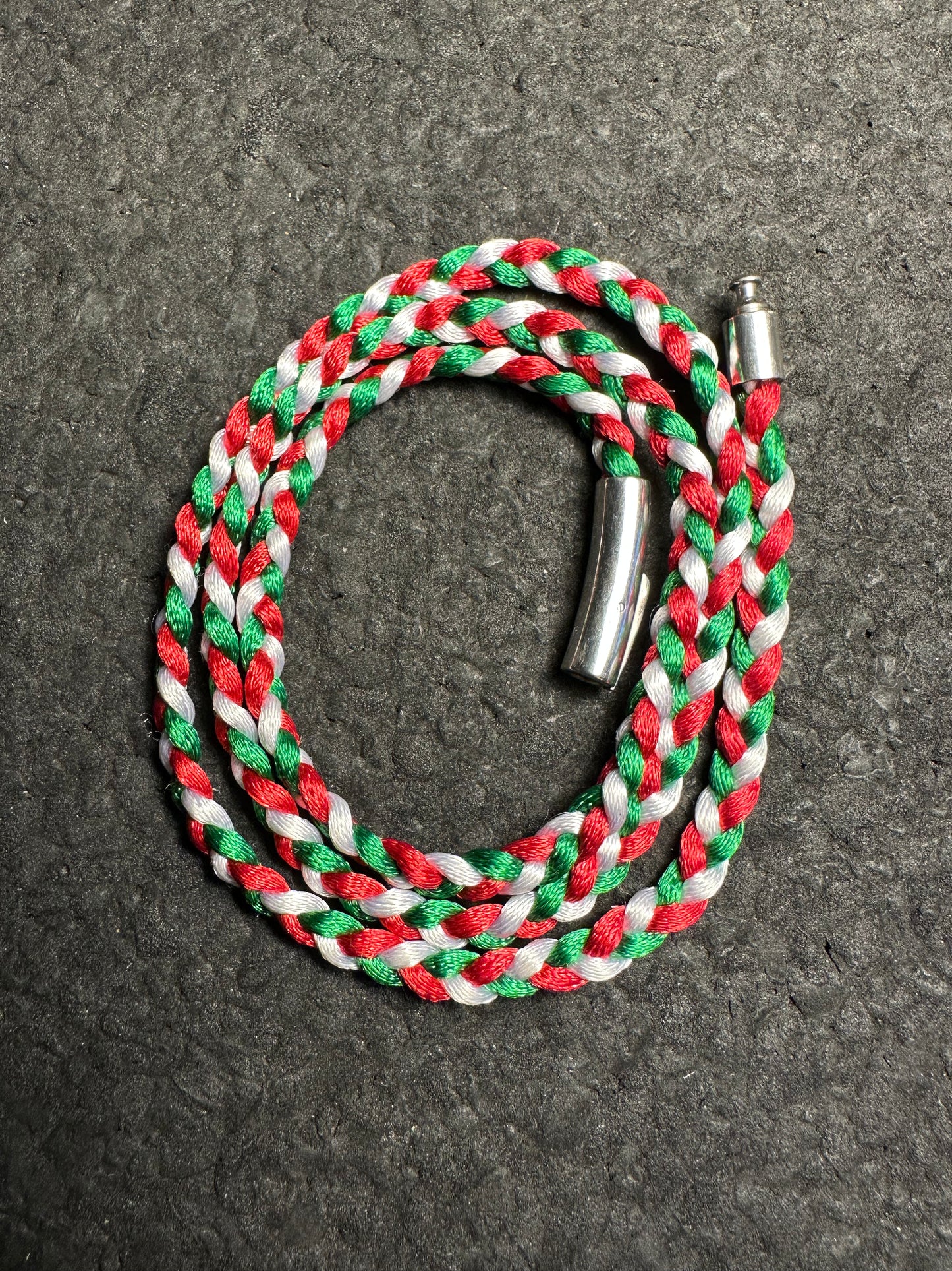 Red/White/Green Braided Nylon 24” Necklace