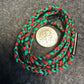 Mini Green/Red Braided Nylon 24” Necklace