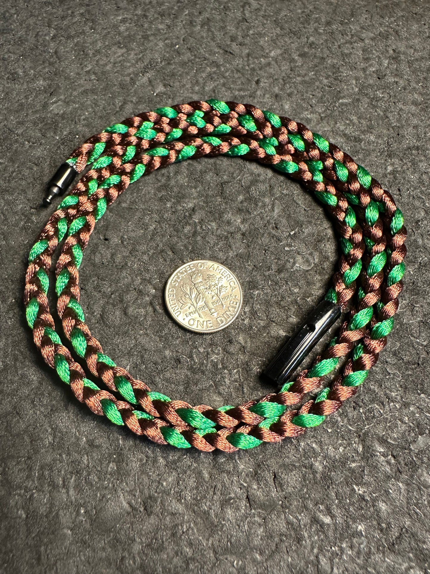 Green/Brown Braided Nylon 25” Necklace