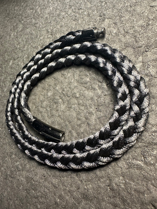 XL Black Braided Nylon Necklace 7mm