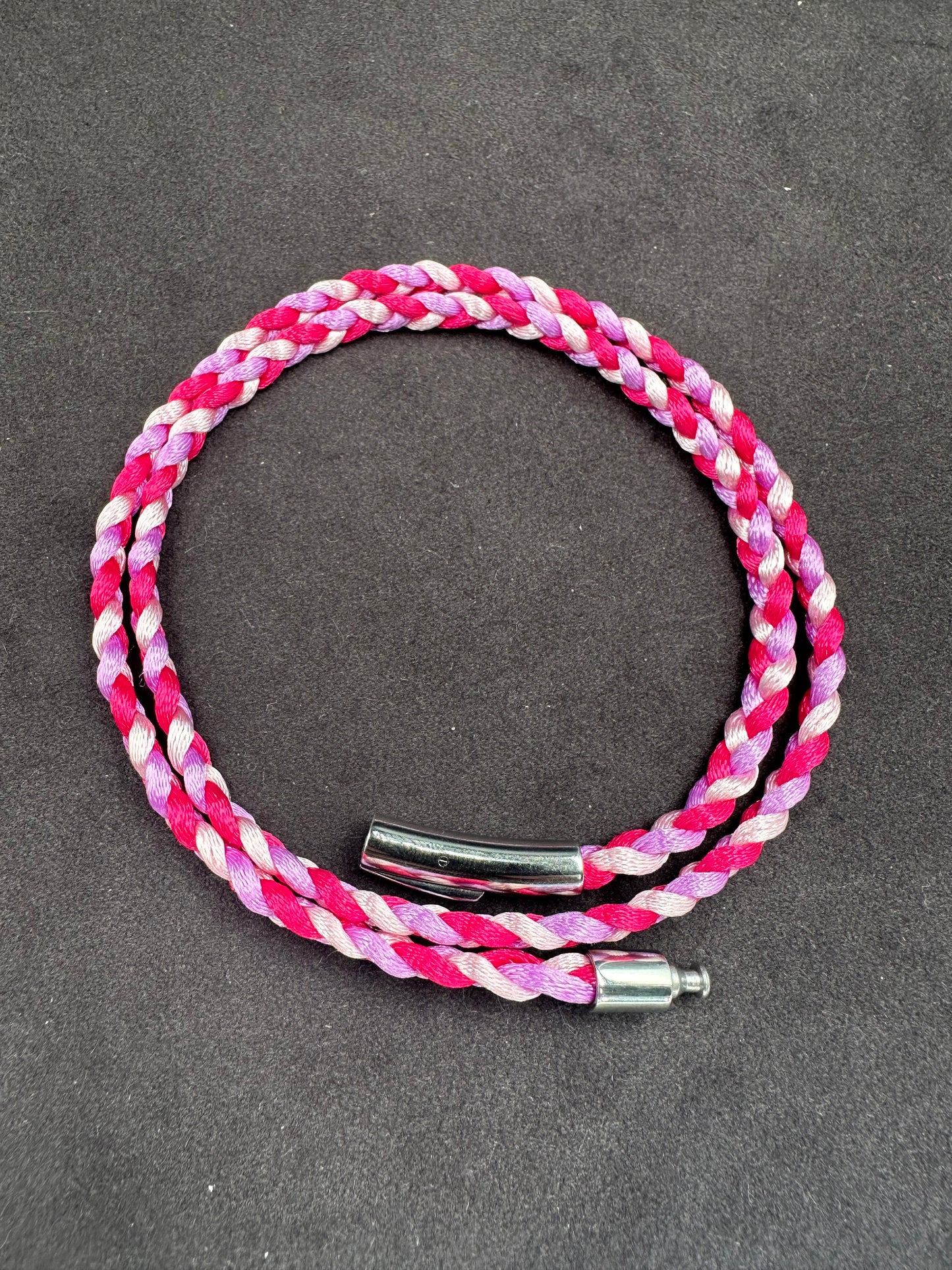 Pink Mix Braided Nylon 21” Necklace