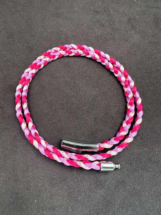 Pink Mix Braided Nylon 21” Necklace