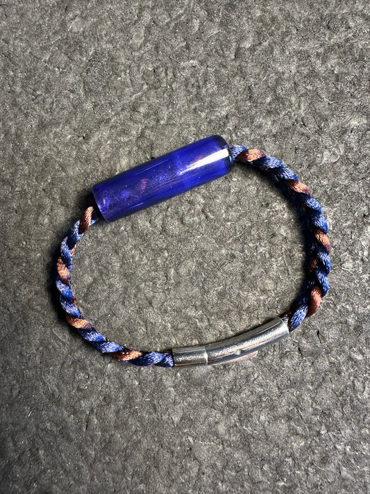 Navy/Brown 7.5” Braided Nylon Bracelet (Empire Bead)