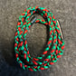 Mini Green/Red Braided Nylon 24” Necklace