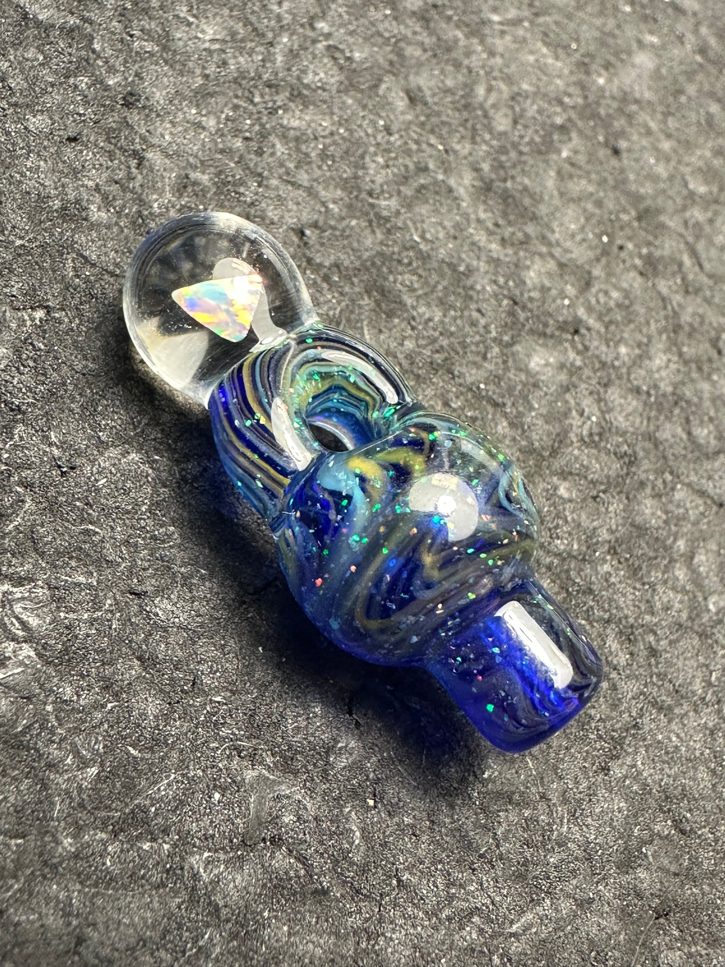 Crushed Opal over Cobalt/Yellow Mix Pendant Cap