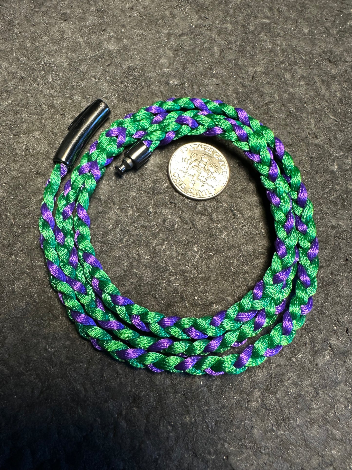 Royal Purple/Green Braided Nylon 24” Necklace