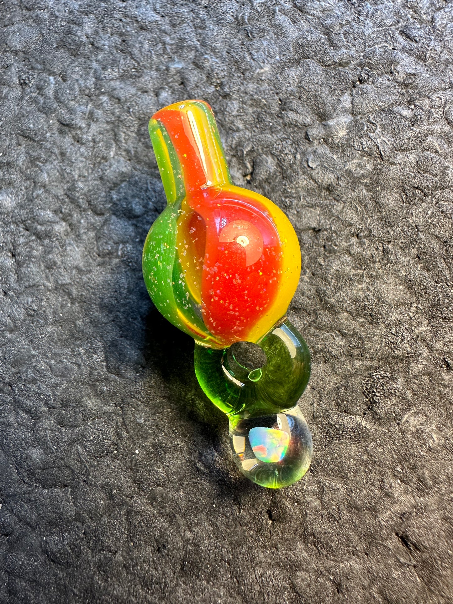 Crushed Opal over Rasta 25mm Pendant Cap