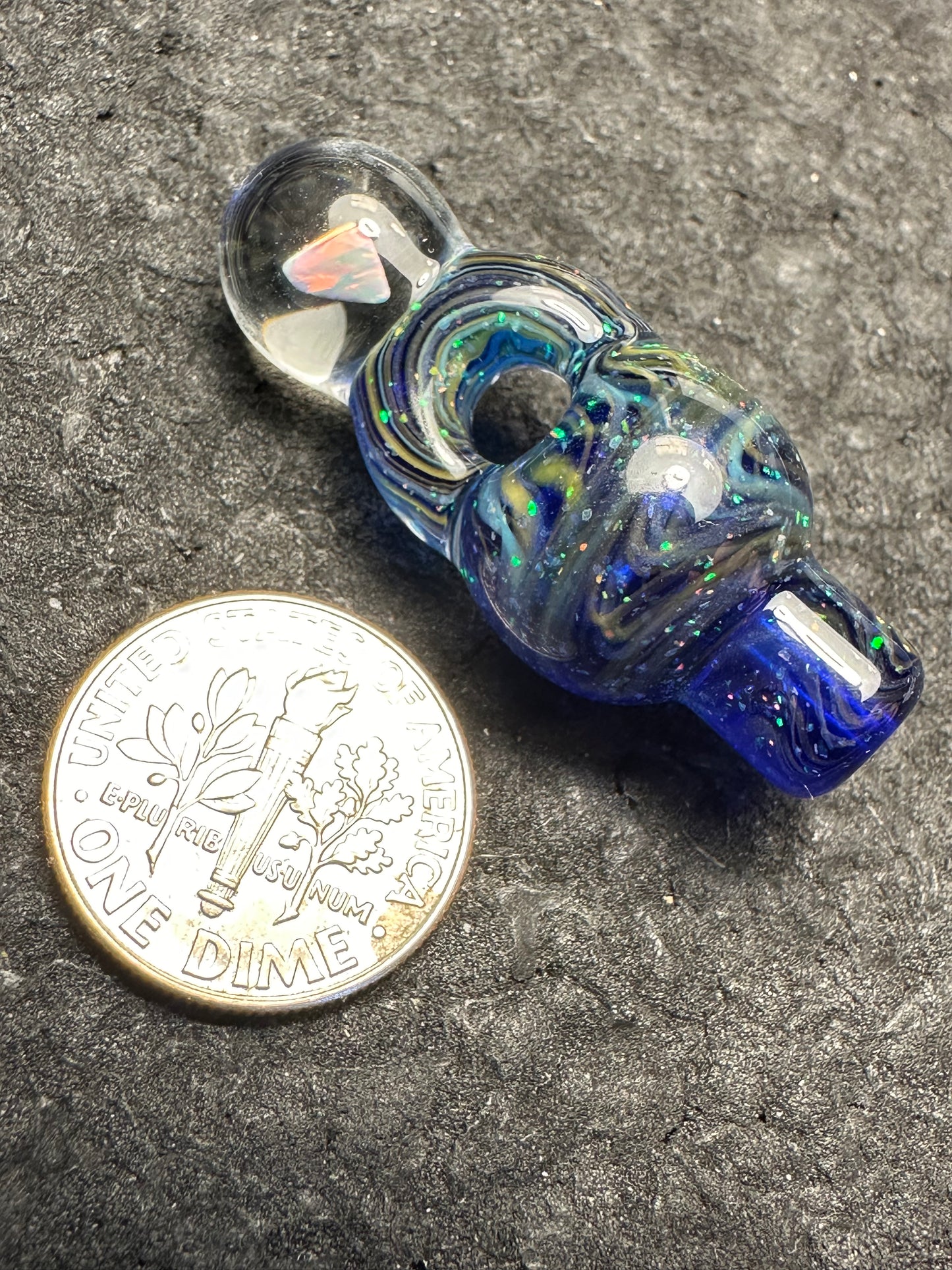 Crushed Opal over Cobalt/Yellow Mix Pendant Cap