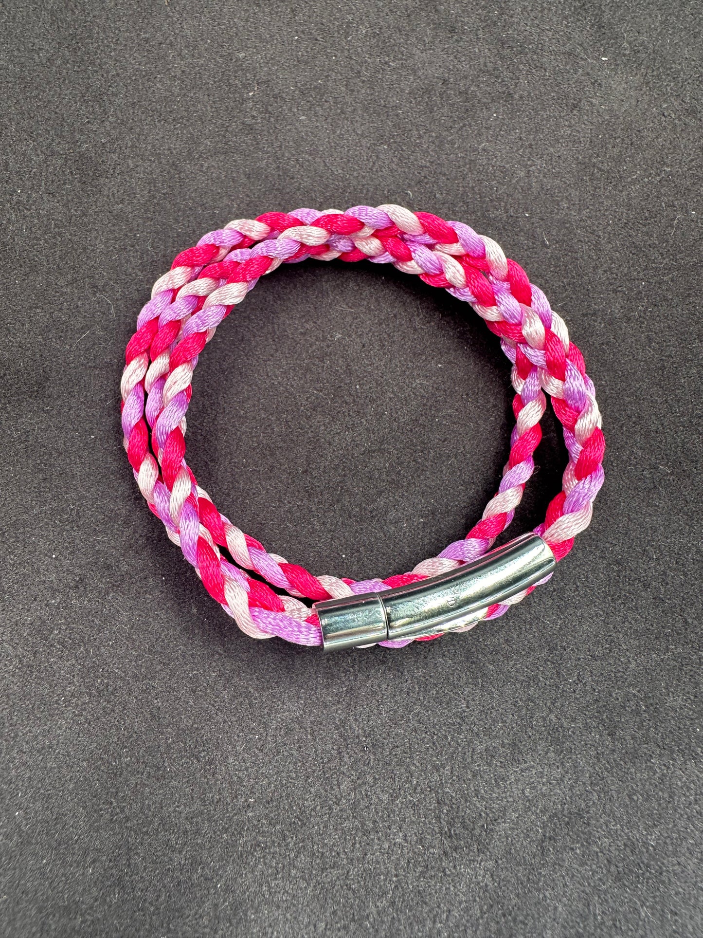 Pink Mix Braided Nylon 21” Necklace