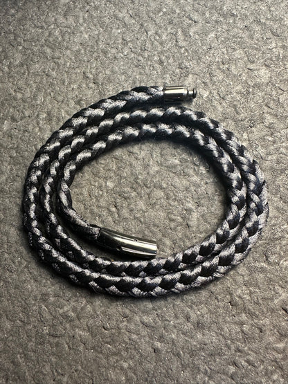 XL Black Braided Nylon Necklace 7mm