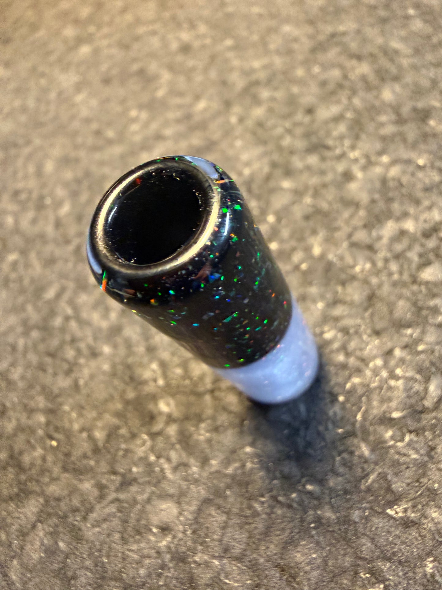 Crushed Opal over Black/Blue Satin Bead