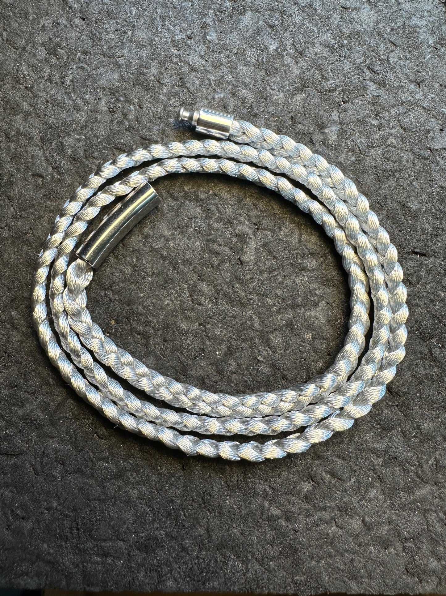 Silver Braided Nylon 24” Necklace