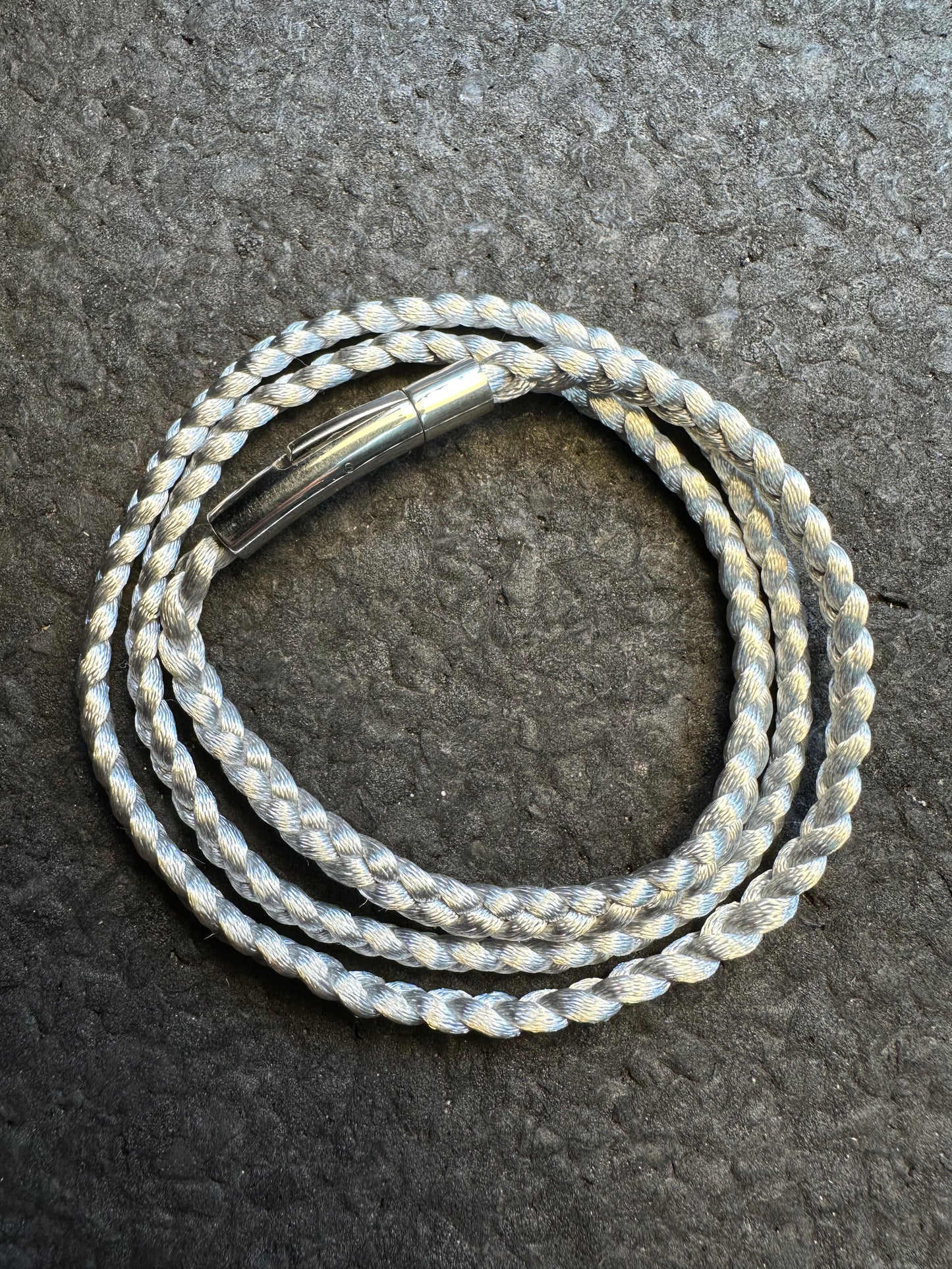 Silver Braided Nylon 24” Necklace