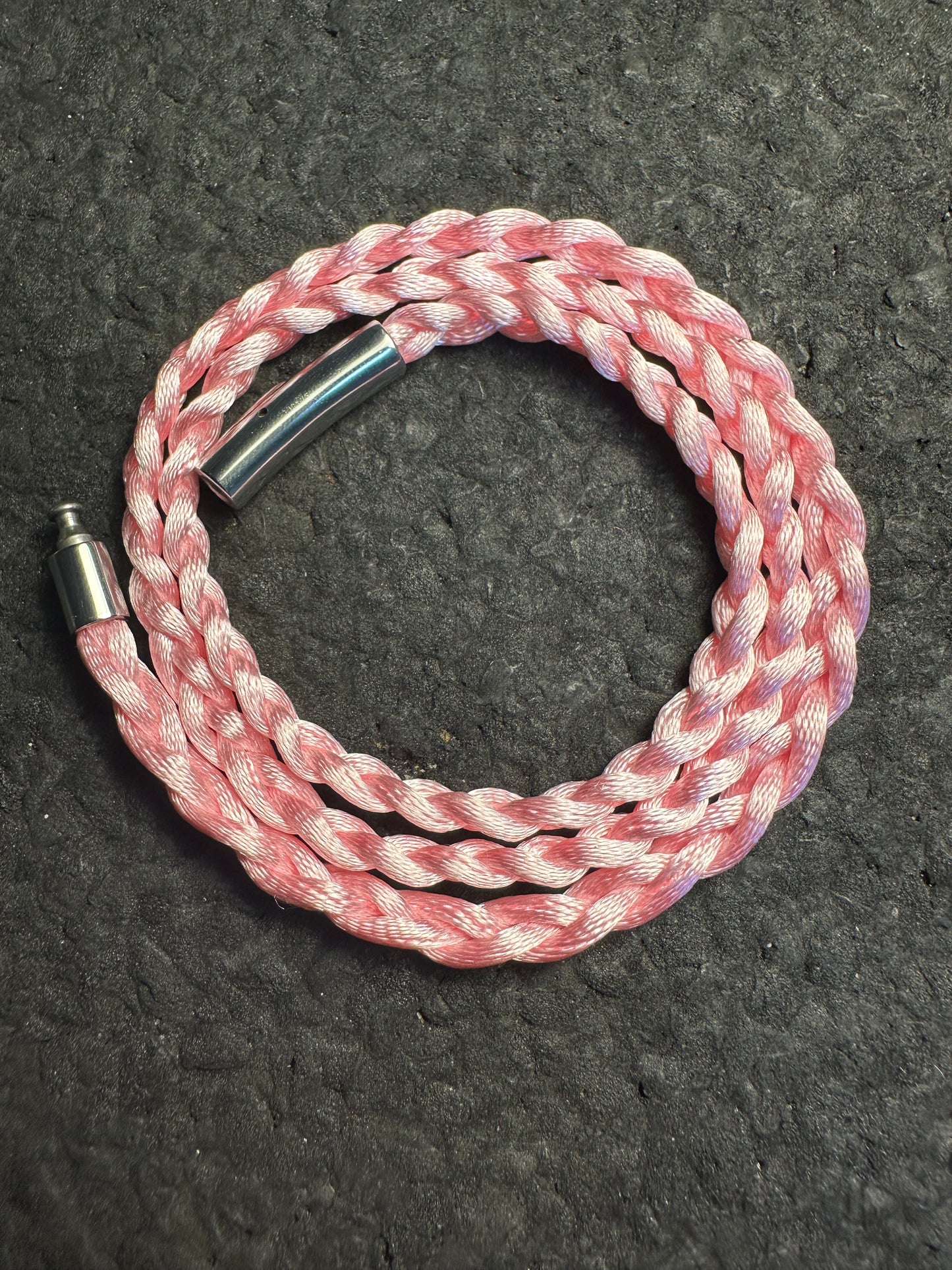 Pink Braided Nylon 24” Necklace