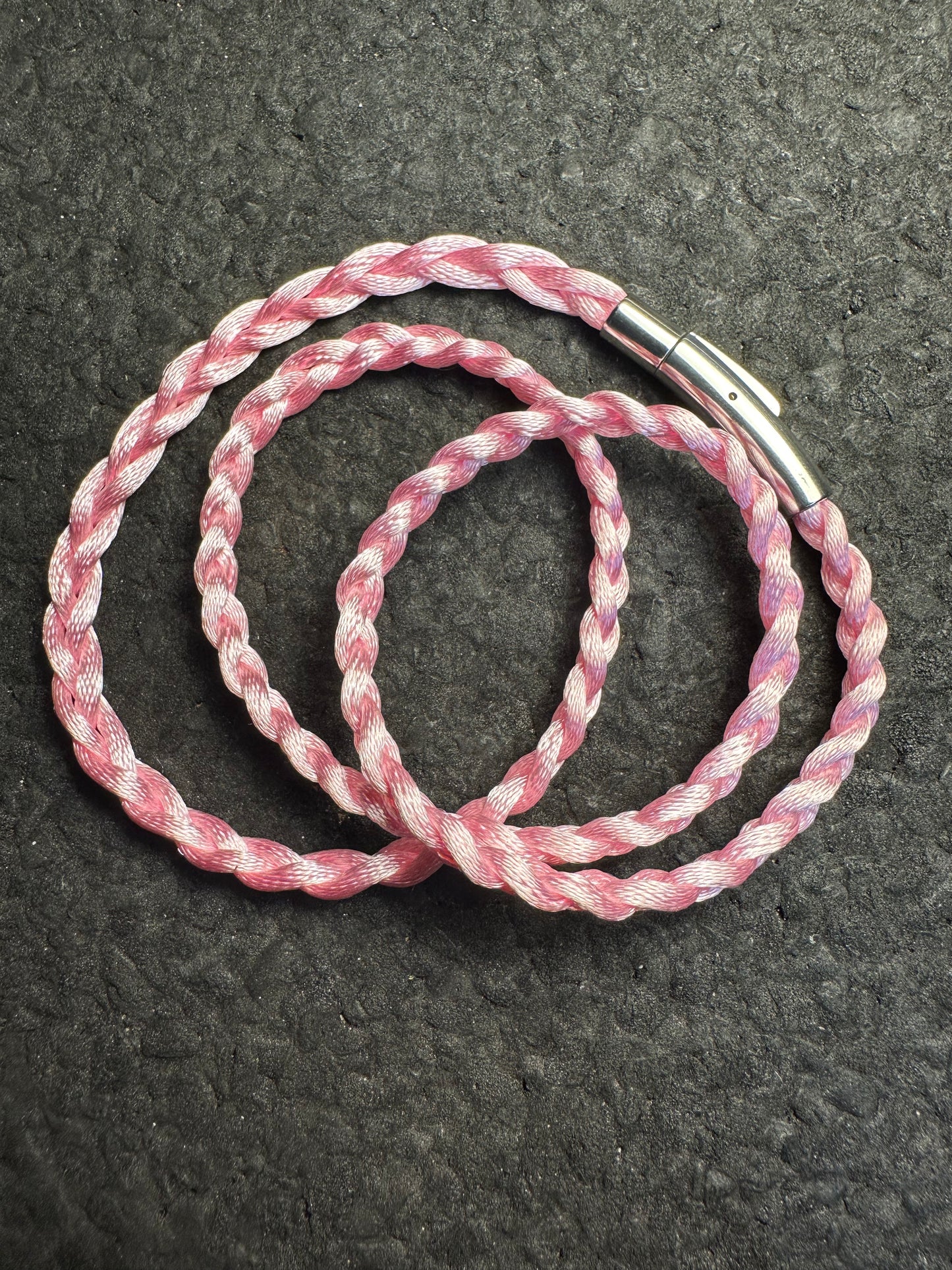 Pink Braided Nylon 24” Necklace