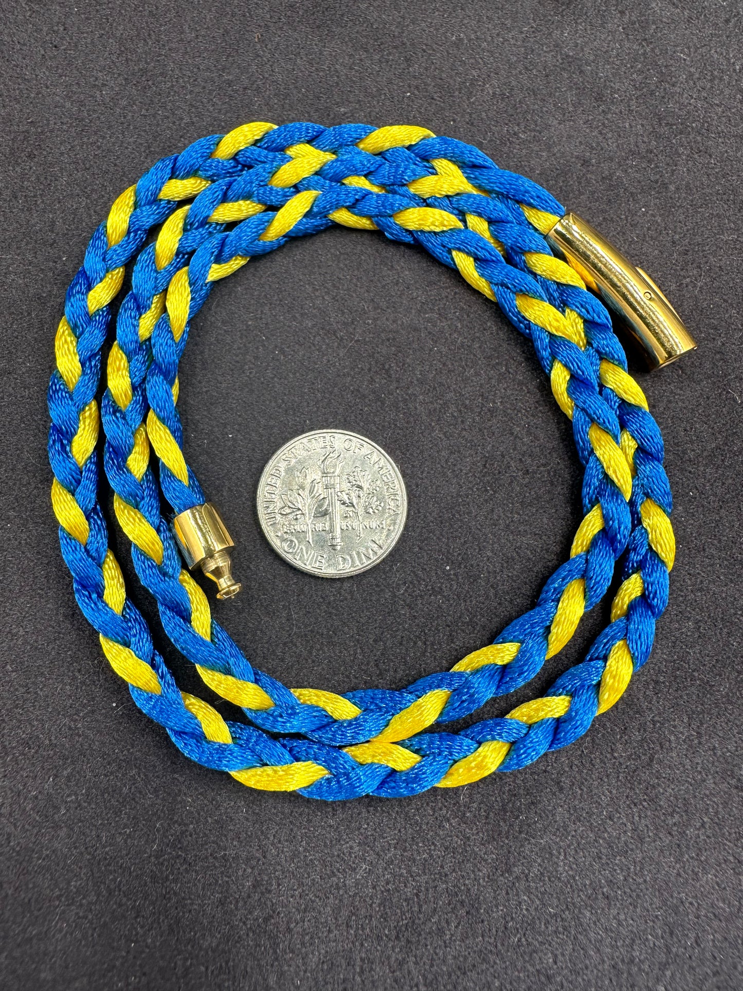 Blue/Yellow Braided Nylon 21” Necklace