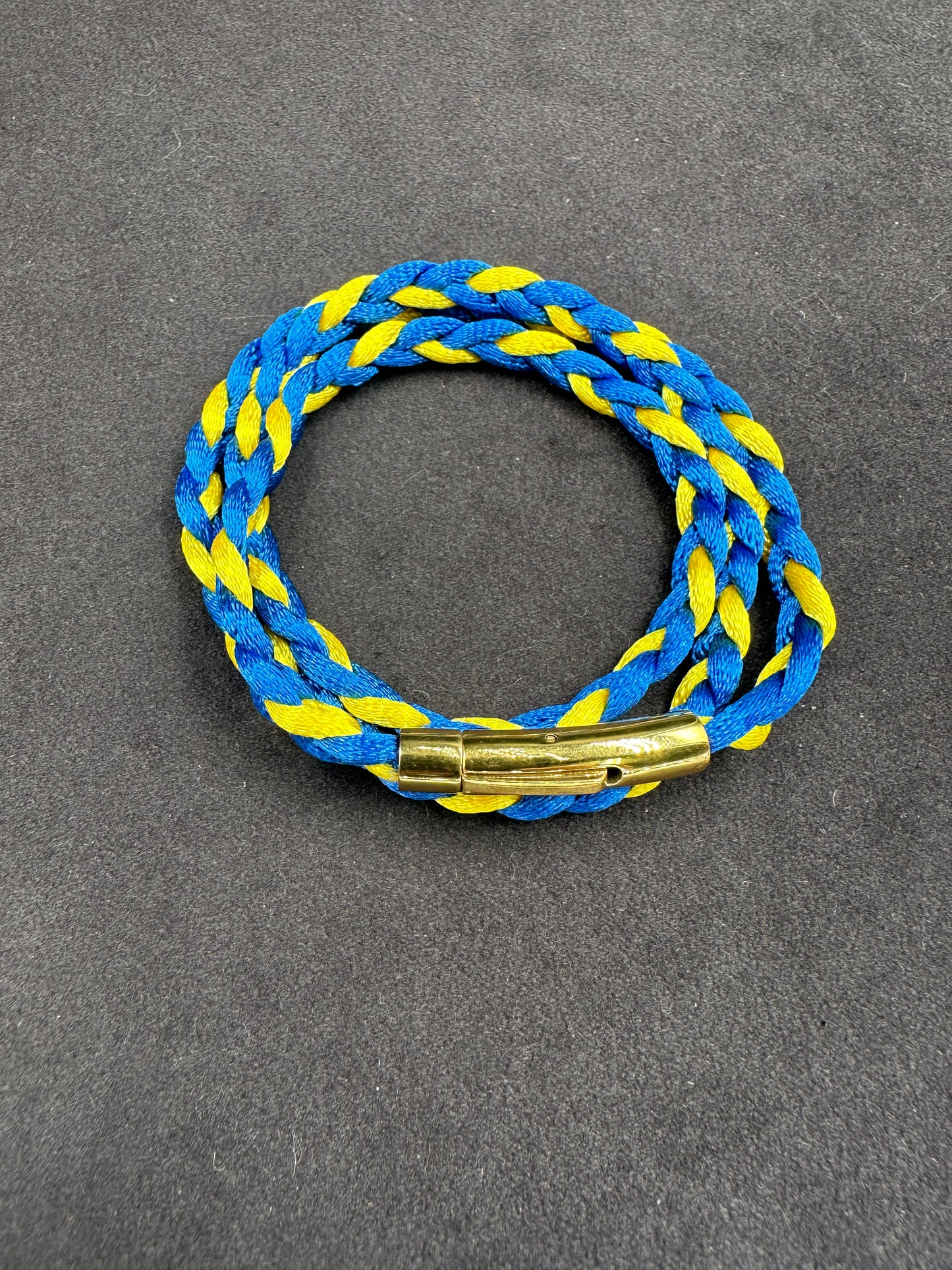 Blue/Yellow Braided Nylon 21” Necklace