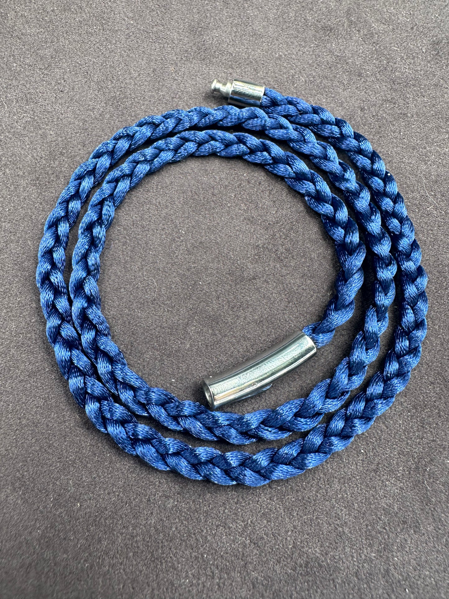 Navy Blue Braided Nylon 22” Necklace