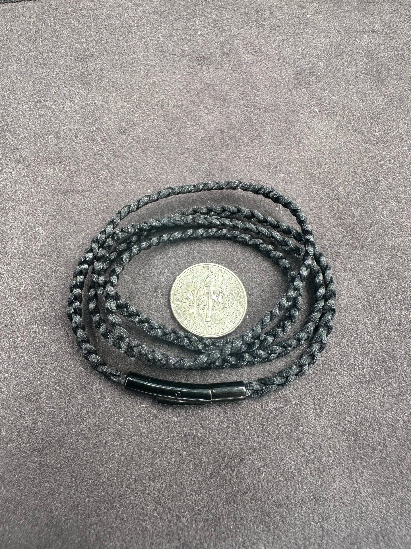 Mini Black Braided Nylon Necklace 4mm