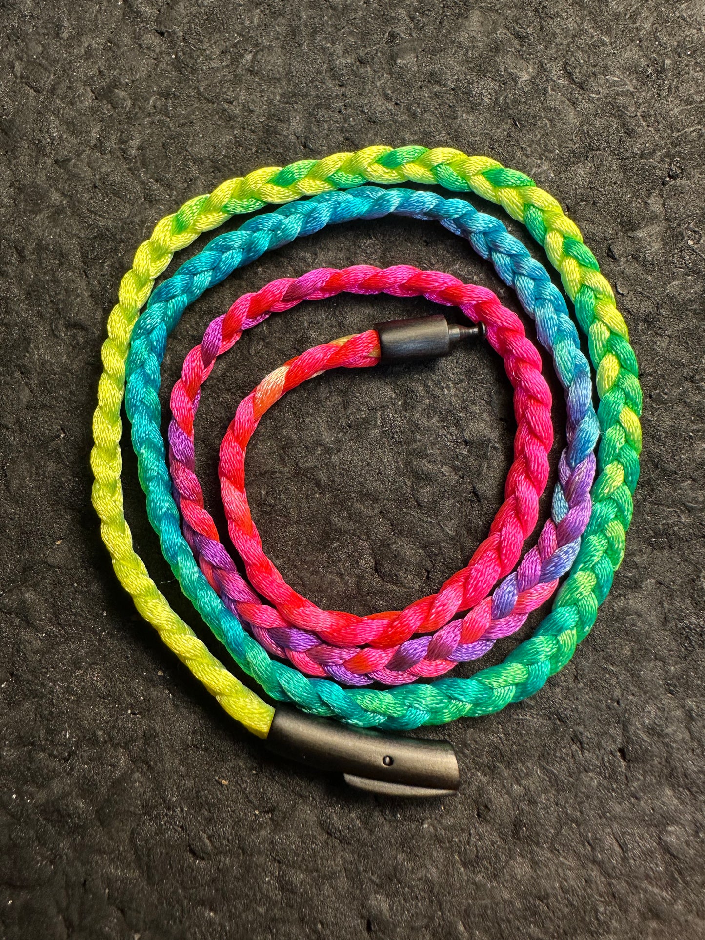 Rainbow Fade Braided Nylon 23” Necklace