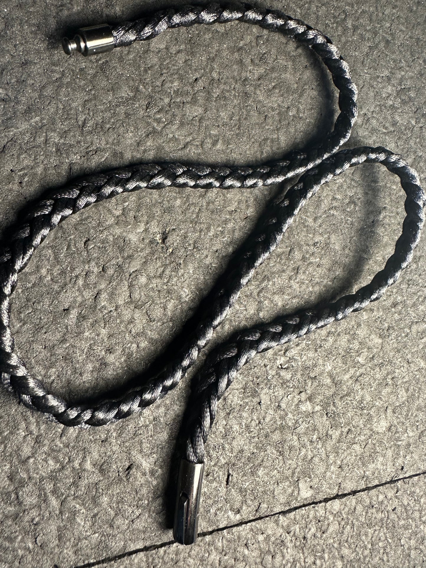 XL Black Braided Nylon Necklace 7mm