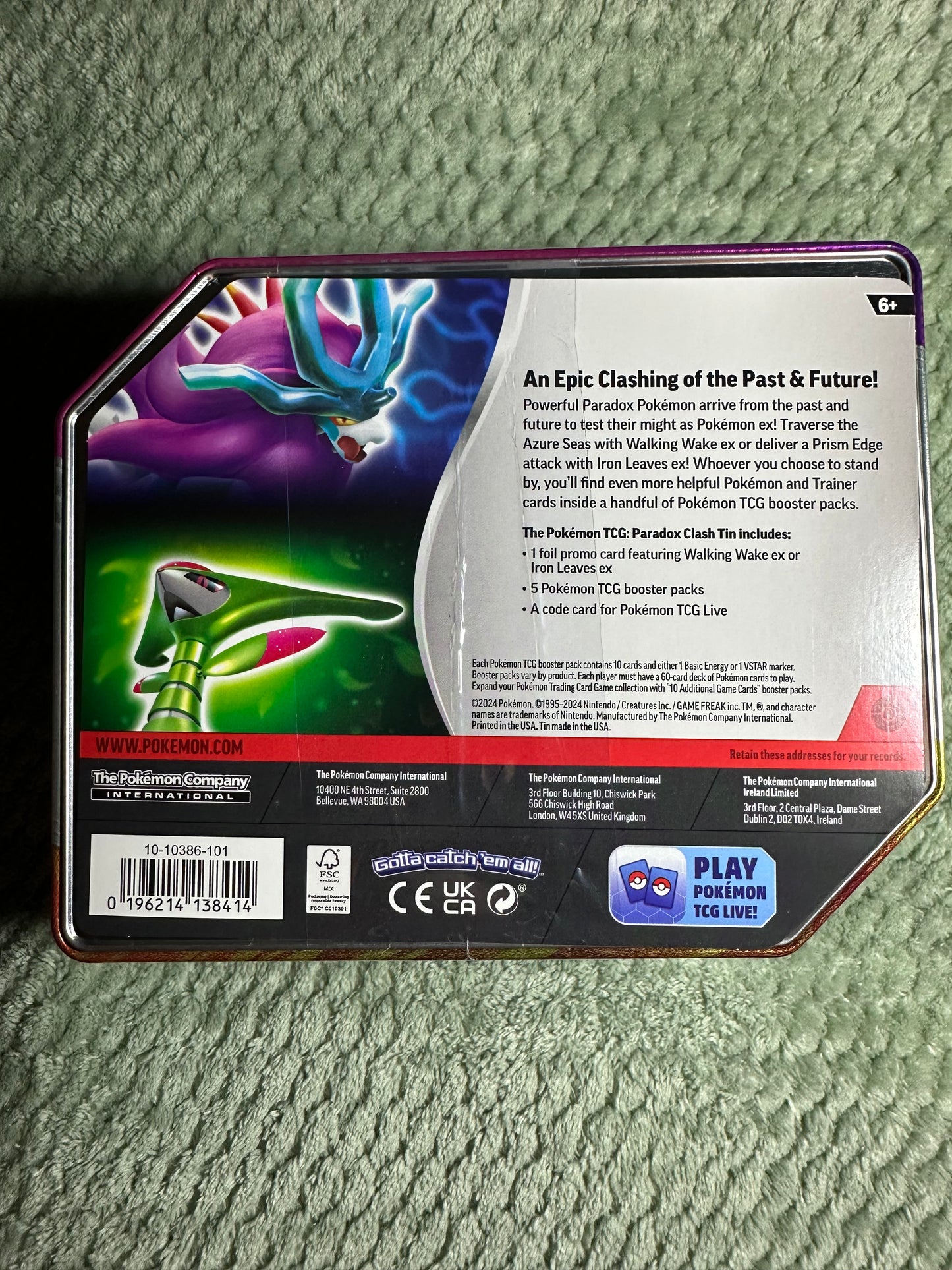 Pokemon Iron Leaves ex Tin