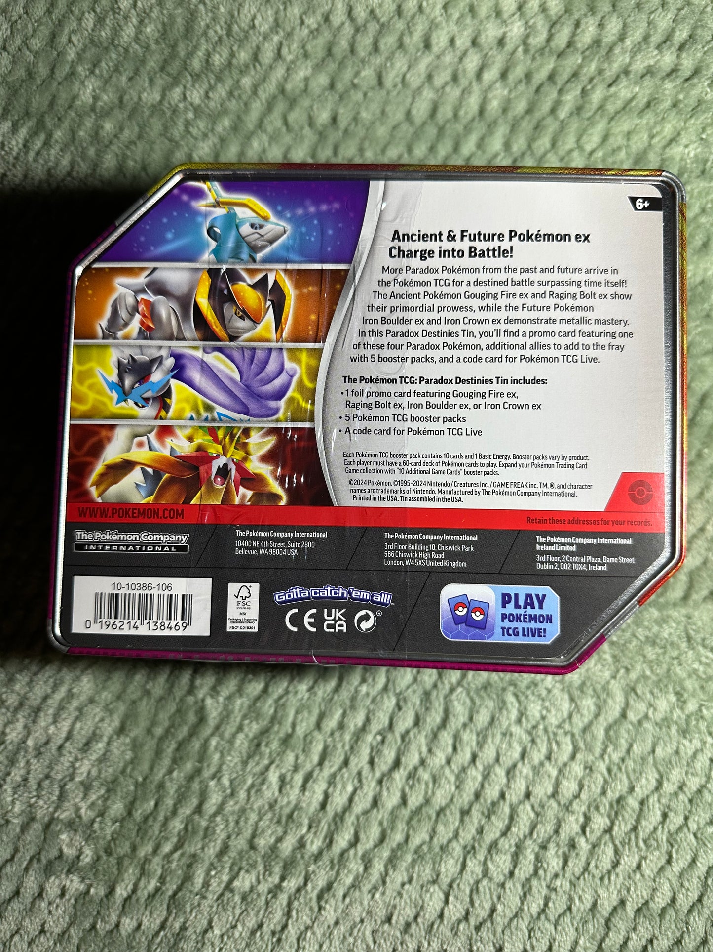 Pokemon Iron Boulder ex Tin