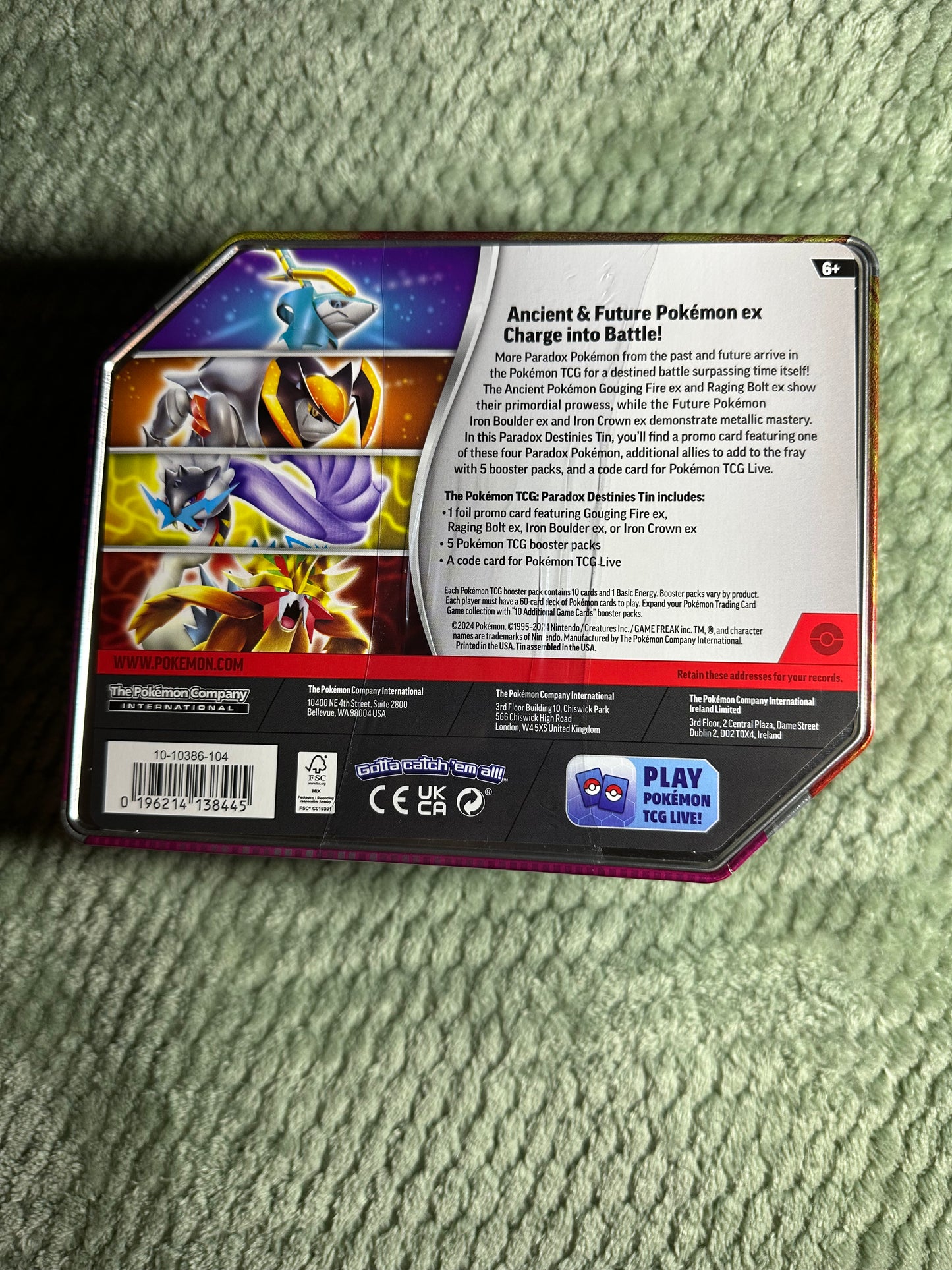 Pokemon Iron Crown ex Tin